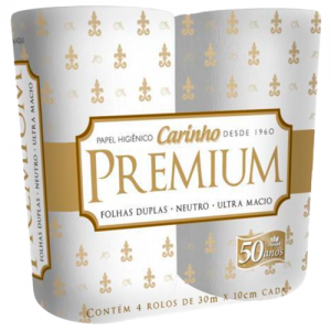 PAPEL HIGIÊNICO CARINHO PREMIUM 30M COM 4 UNIDADES