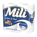 TOALHA DE PAPEL MILI 2 ROLOS COM 55 TOALHAS 20 X 22CM